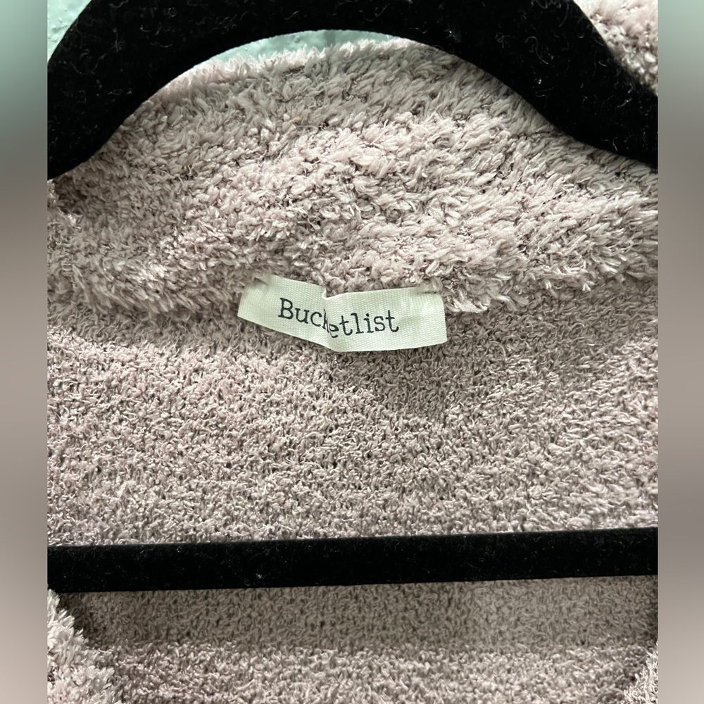 Vici Companion Fuzzy Knit Shacket Dusty Lilac Large - Picture 5 of 5